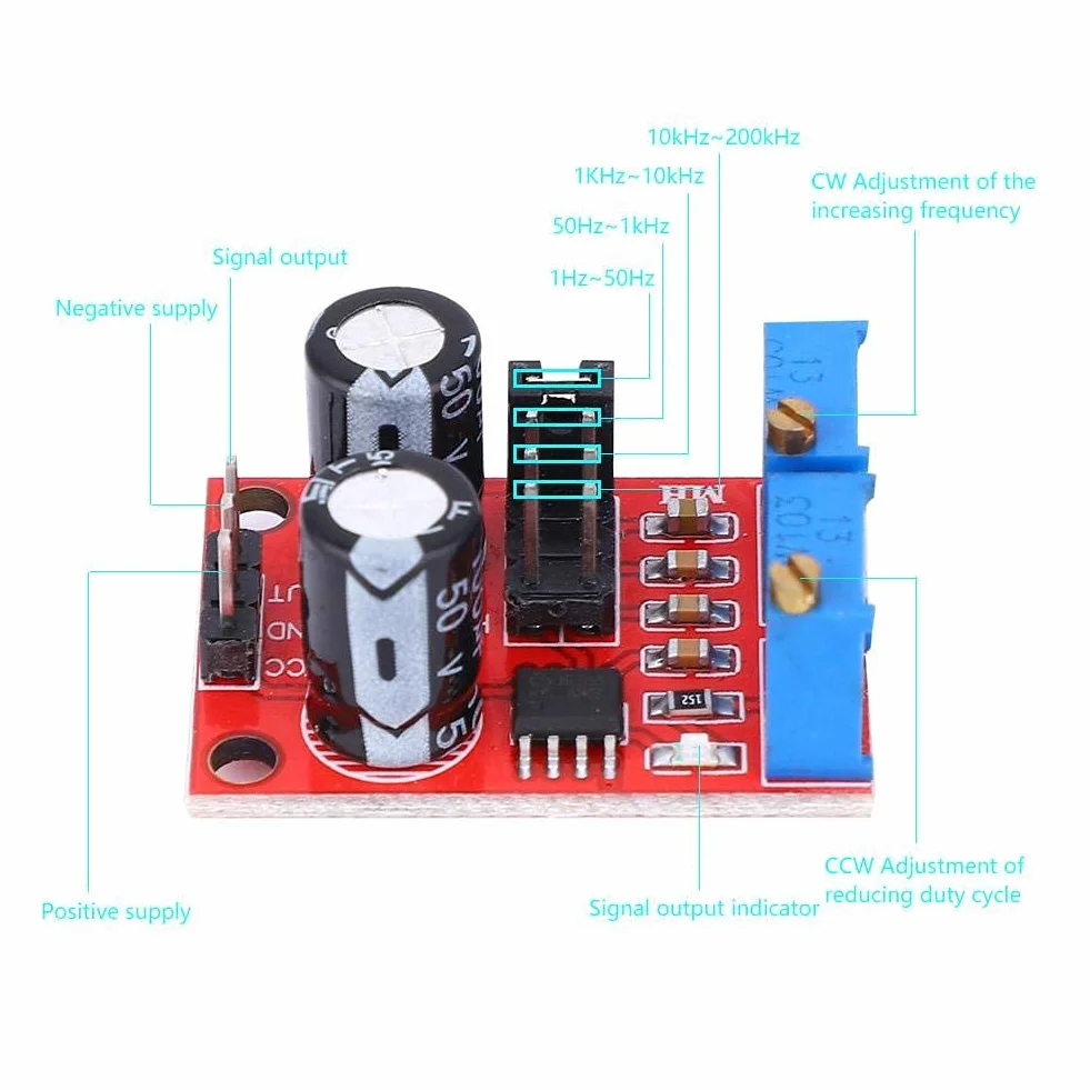 NE555 Hochpräzises Rechtecksignalgenerator-Funktionsmodul mit einstellbarer Pulsfrequenz(5pcs)