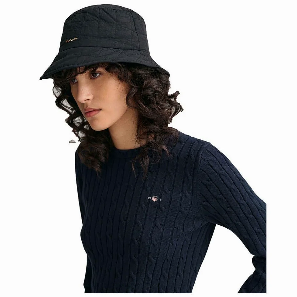 GANT Damski sweter ze stretchu, bawełna Cable C, Evening Blue, Standard, niebieski (Evening Blue), L
