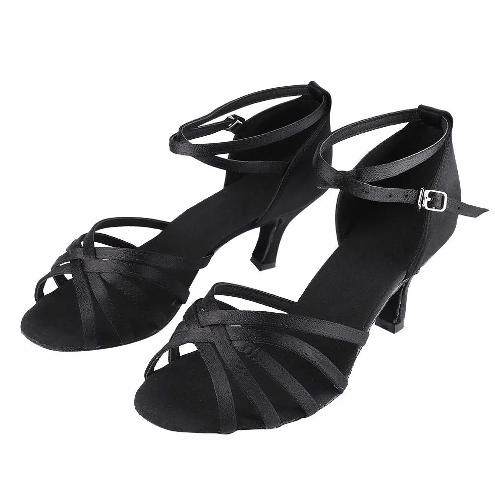 Keenso Latynoskie buty do tańca na salę balową, importowana satynowa tkanina, buty do tańca latynoskiego, modne i klasyczne