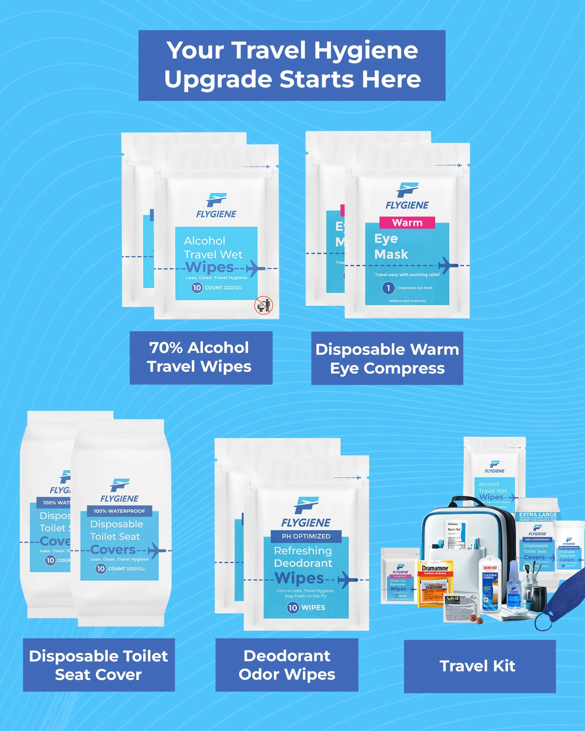 Jednorazowe pokrowce na deskę sedesową, w 100% wodoodporne, jednorazowe, na deskę sedesową, pakowane pojedynczo, przybory toaletowe, samolot, niezbędne rzeczy do podróży, 10 sztuk (1