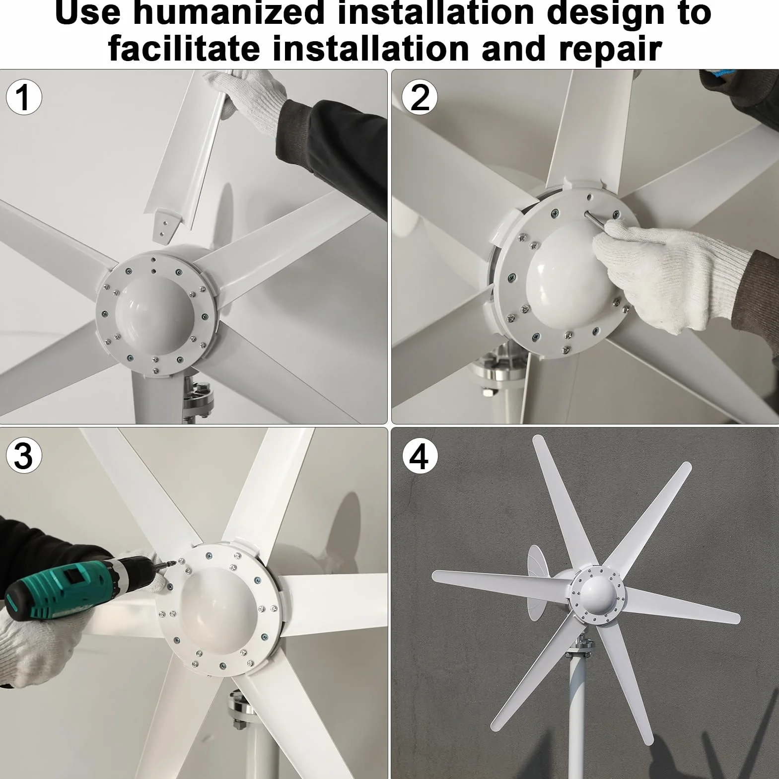 Zestaw generatora turbiny wiatrowej (800 W, 12/24 V, 6 ostrzy, elektromagnetyczne wyposażenie generatora elektromagnetycznego do tarasu, statku morskiego, kampera, kabiny, boa