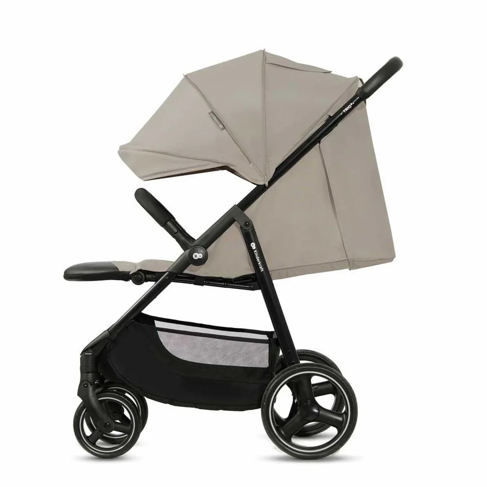 kk Kinderkraft TRIG 3 Wózek dziecięcy, lekki, wydłużony stan, zawieszenie 4 koła, składany, 5-punktowa regulowana uprząż, podnóżek, do 25 kg, beżowy