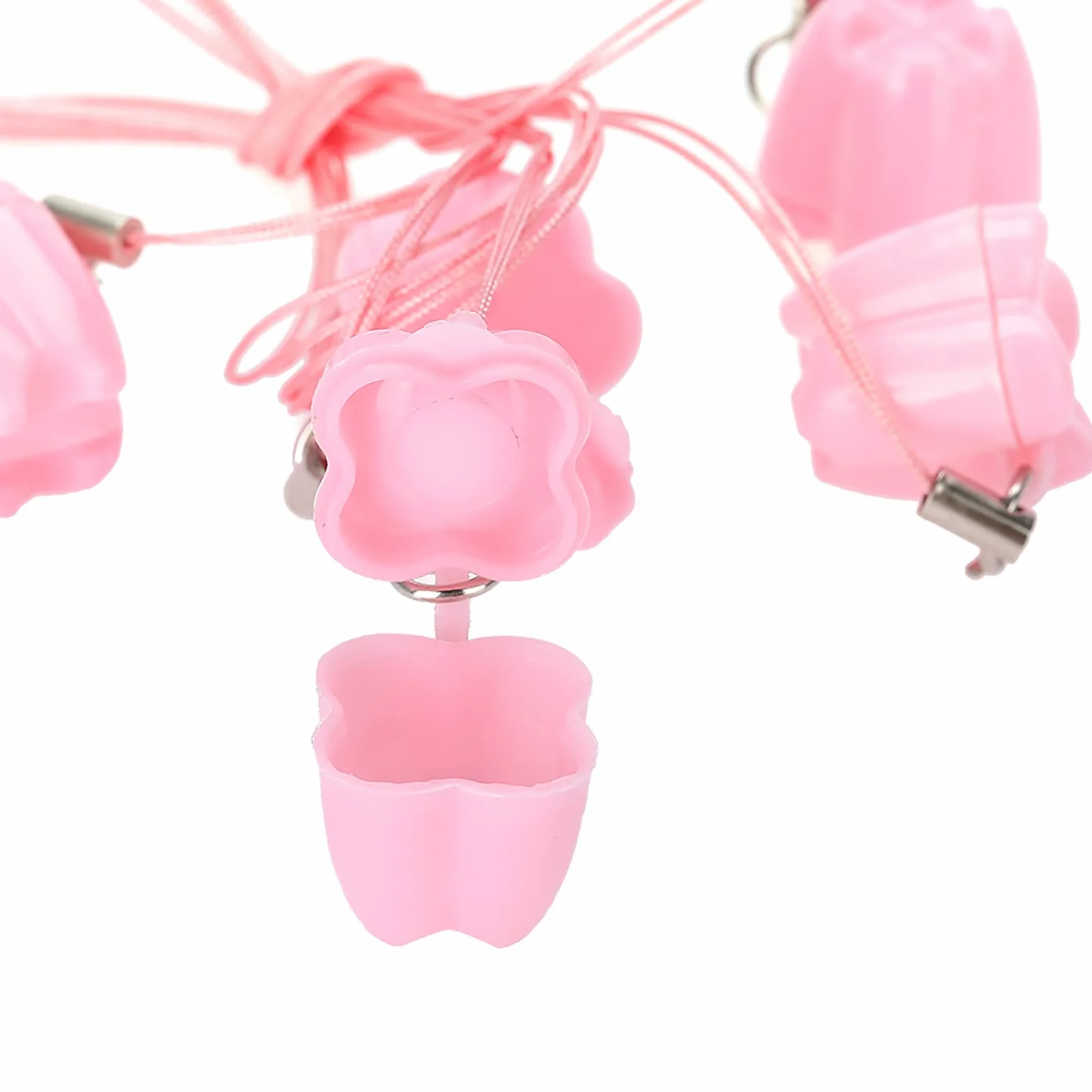 5 Sztuk Plastikowe Pudełko do Przechowywania Zębów Mlecznych dla Dzieci z Liną, Naszyjniki do Oszczędzania Zębów dla Chłopców i Dziewcząt And(różowy)
