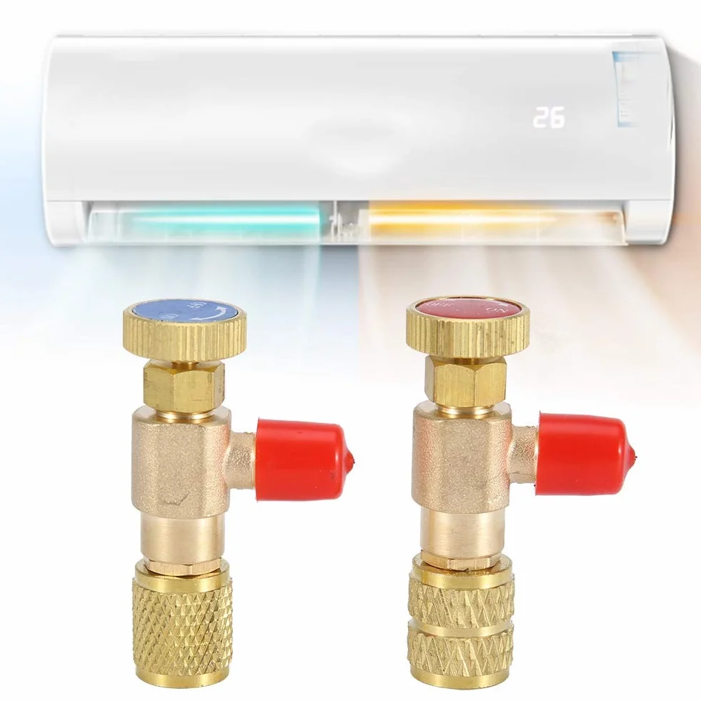 Jeffergarden 2 szt. płynny zawór bezpieczeństwa R410A R22 klimatyzacja czynnik chłodniczy naprawa i fluorek 1/4" adapter bezpieczeństwa do użytku domowego narzędzia