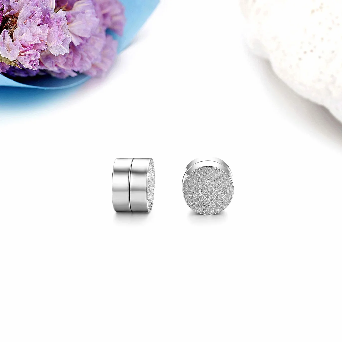 JewelryWe Magnetyczne kolczyki w stylu punk rock, matowe kolczyki ze stali nierdzewnej, bez przekłuwania, dla mężczyzn i kobiet, hipoalergiczne, Stal nierdzewna