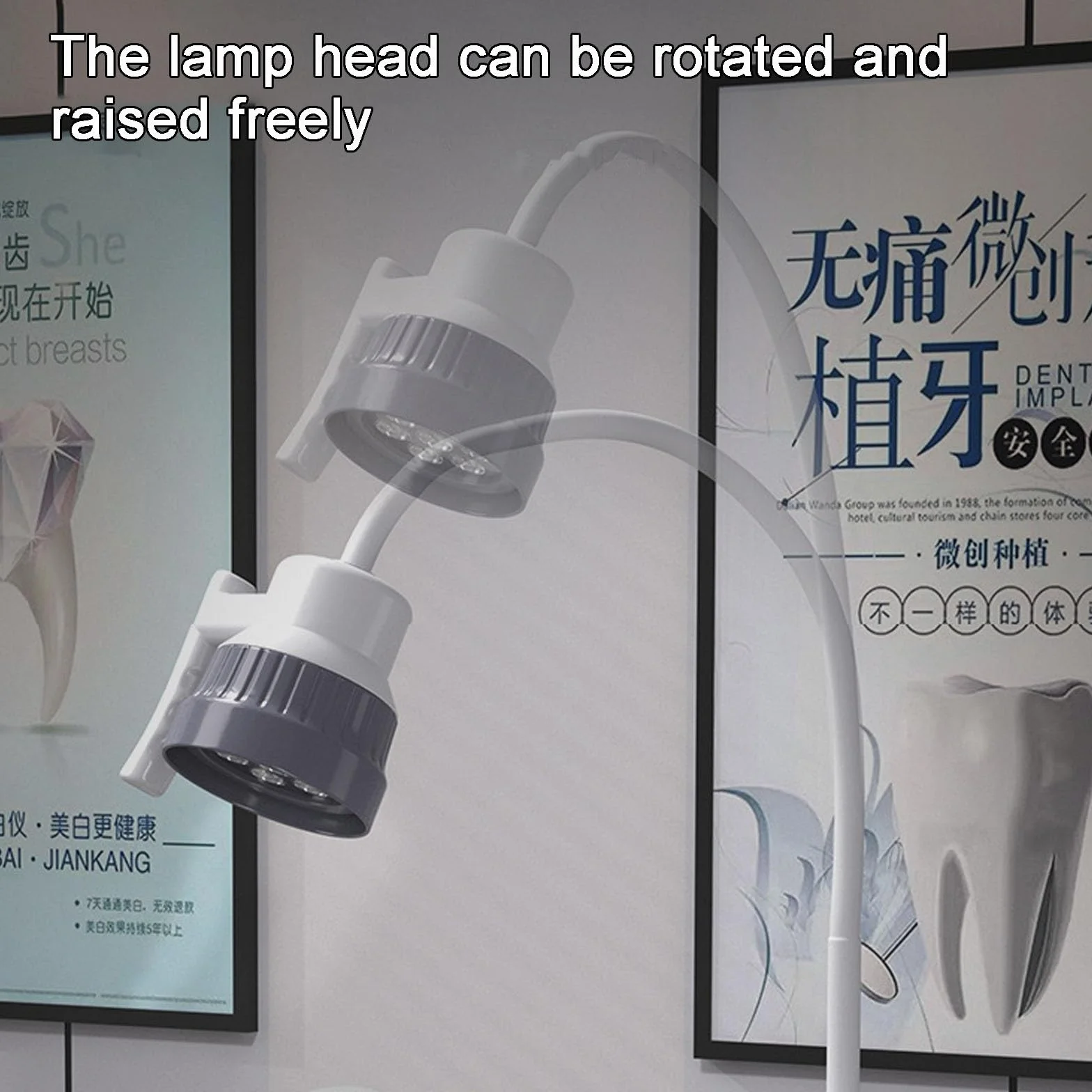 5W Lampa do Badania Medycznego, Lampa do Badania Chirurgicznego LED, z Ruchomą Podstawą i Kółkami, Lampa do Badania Stomatologicznego, Lampa do Badania z Gęsią Szyją