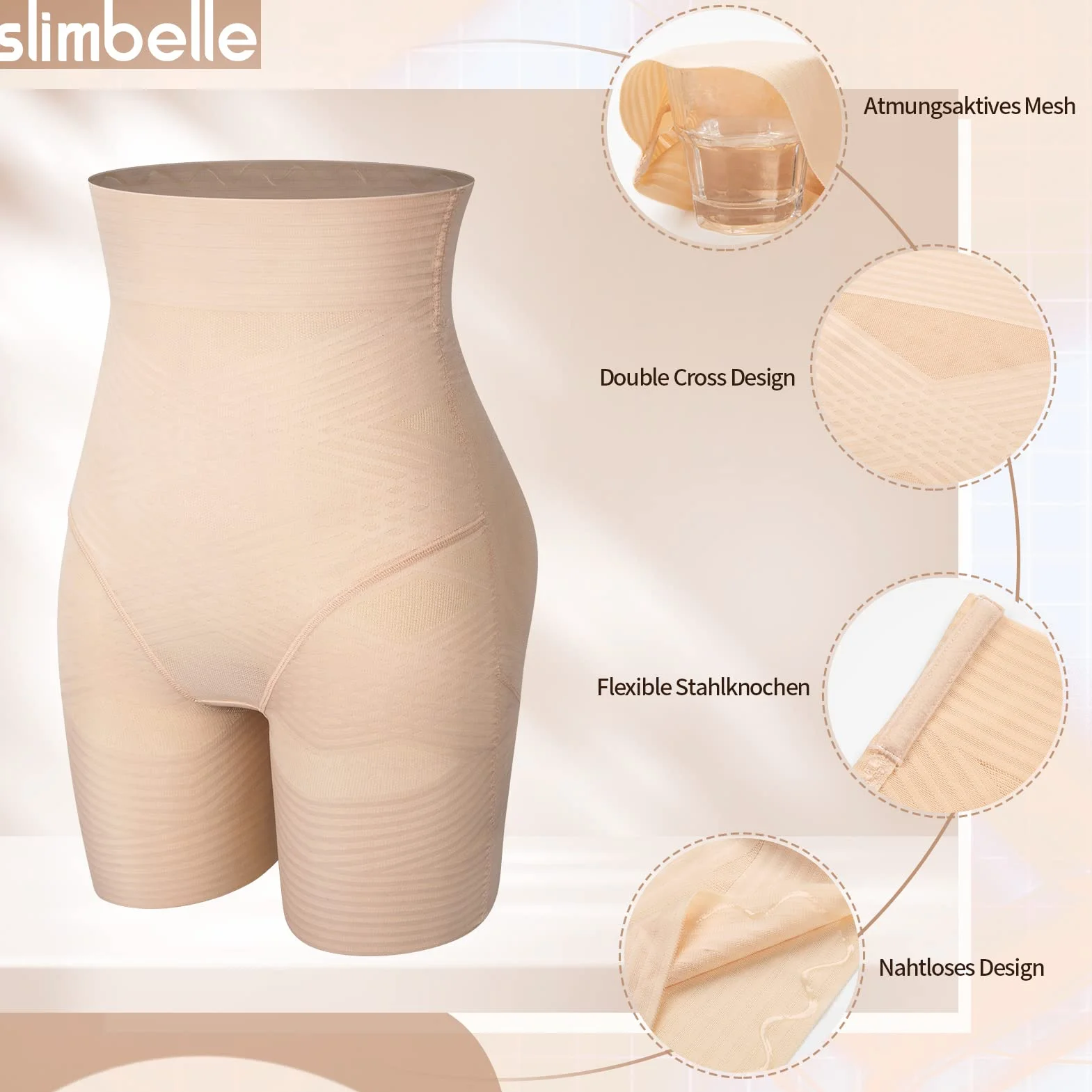 SLIMBELLE Damskie majtki push-up pośladki, wyściełane, majtki gorsetowe, bielizna hip enhancer, bezszwowa bielizna modelująca sylwetkę