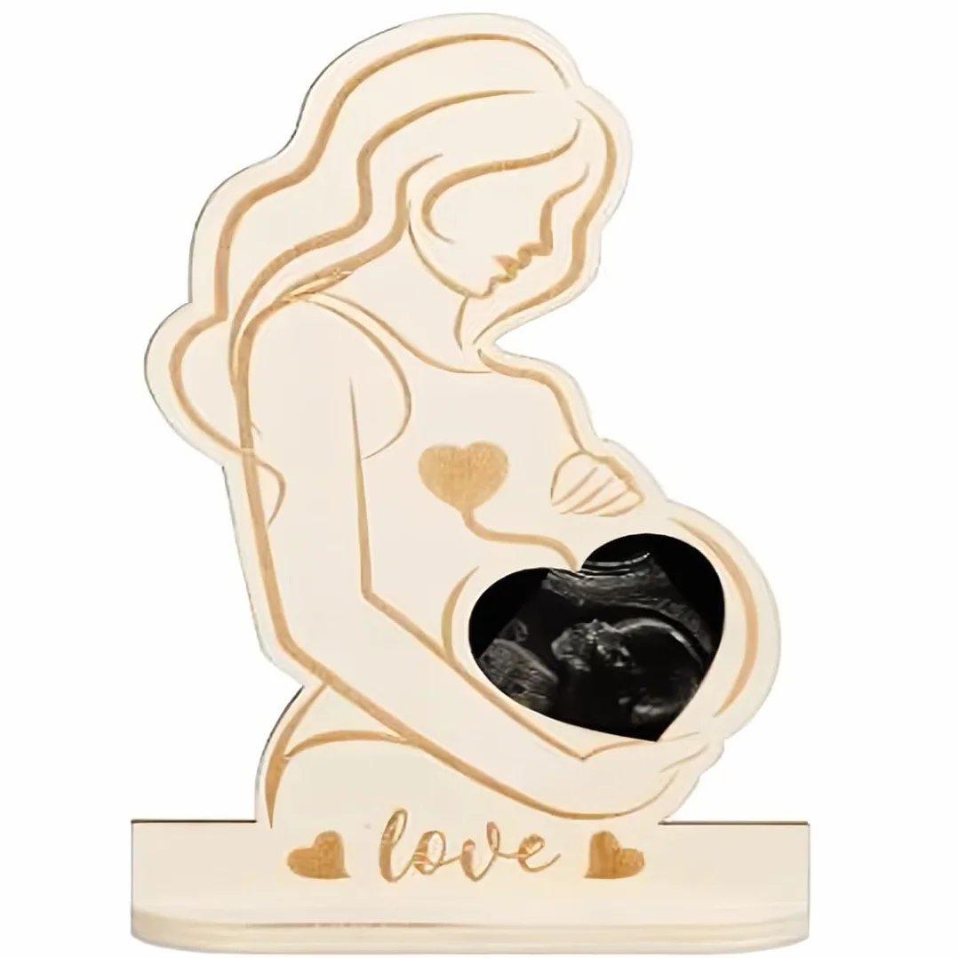 Ciąża drewniana ramka na zdjęcia ultradźwiękowe dziecko, kobiety, matka być pomysłami na prezent dla przyszłych matek, baby shower