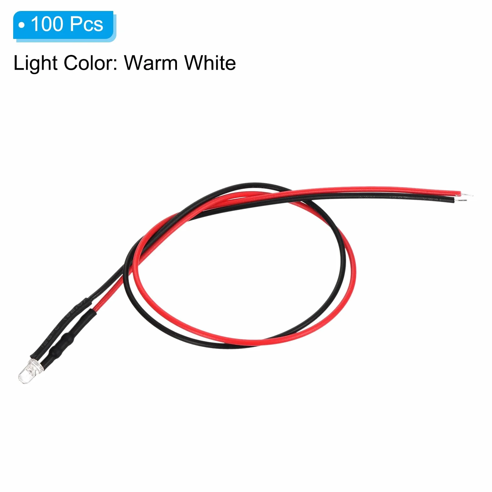 PATIKIL Dioda LED 3 mm, 100 szt. 3-6 V DC wstępnie przewodowe mini światła LED żarówka emitująca światło lampa do RC DIY wskaźnik oświetlenia, ciepłe białe światło