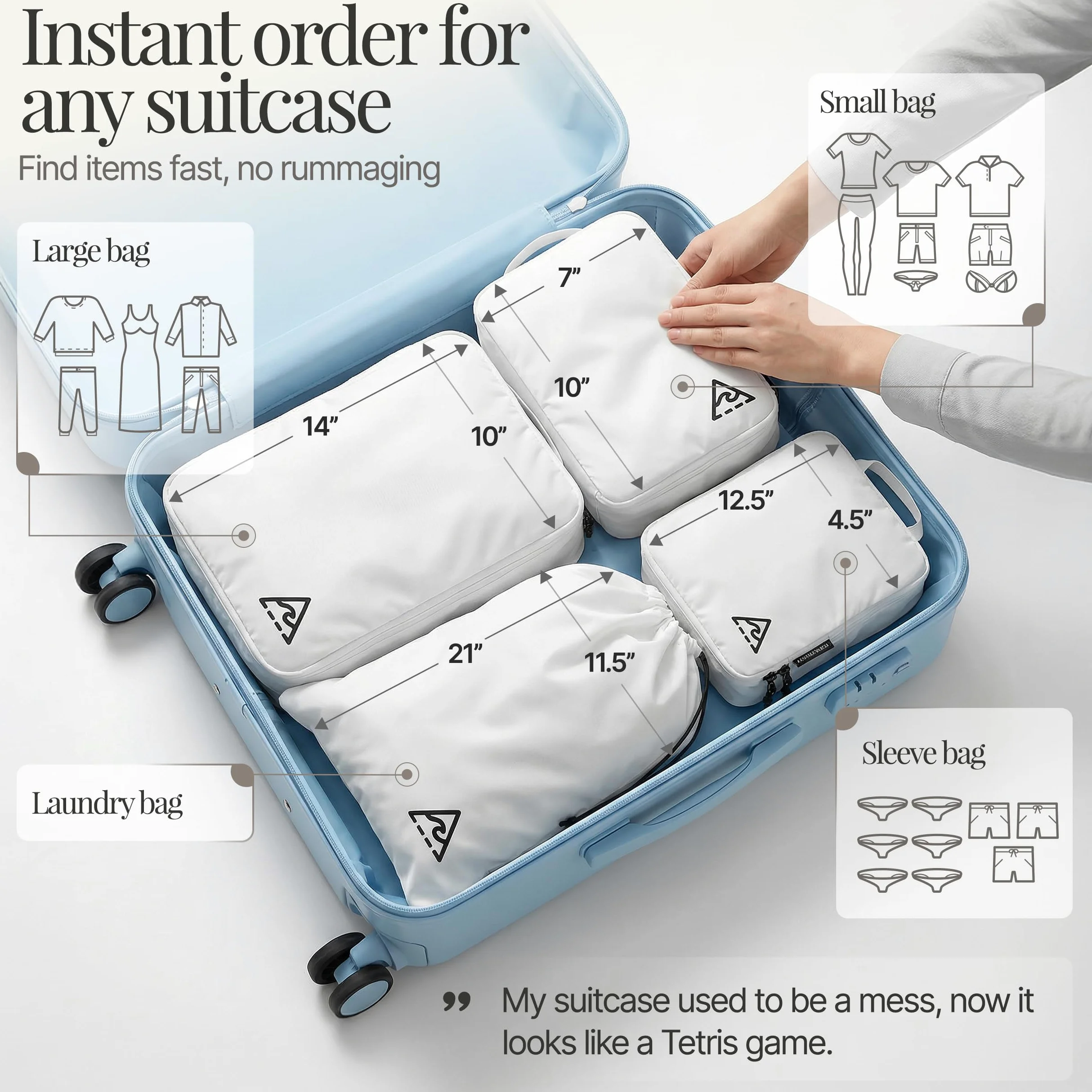 4-Piece Deluxe Compression Packing Cubes Travel - Maximize Space In Luggage With Double Capacity Design, Luxury Compressible Packing Cubes For Travel, Large, Small, & Medium Set