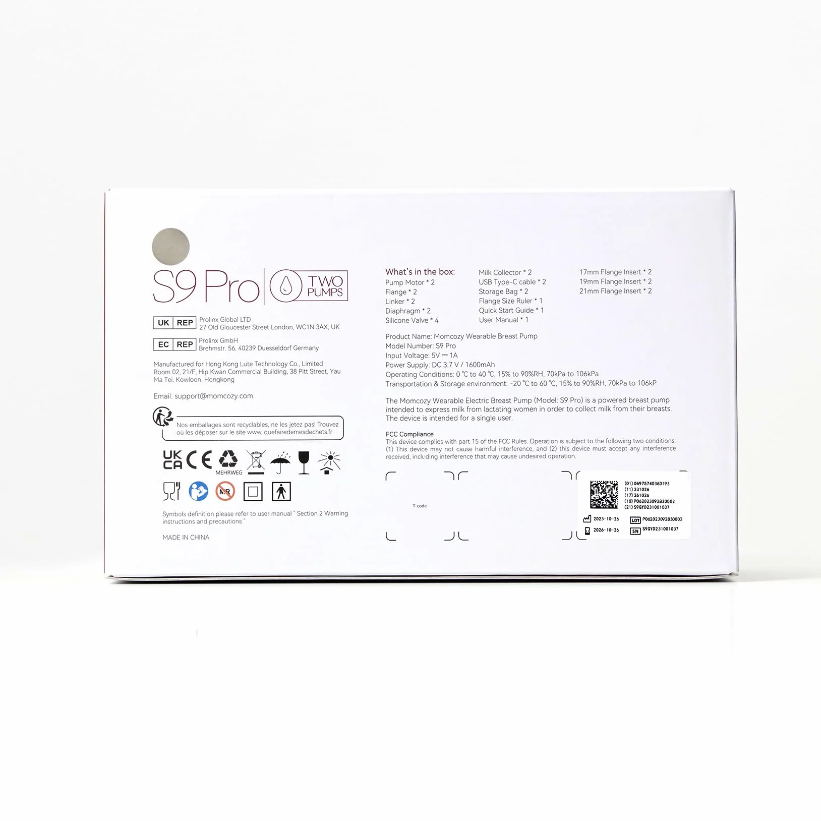 Momcozy S9 Pro Zaktualizowany elektryczny ściągacz z wyświetlaczem LED, przenośny elektryczny laktator z 2 trybami i 9 poziomami - 24 mm (szary, 2 sztuk)