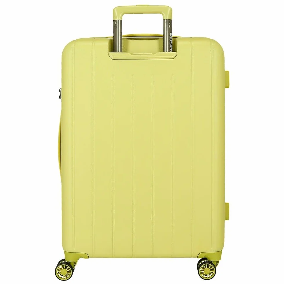 Movom Wood Walizka kabinowa zestaw 2 sztuk sztywne ABS TSA 4 koła wysuwany bagaż podręczny Żółty 55x40x20 cm