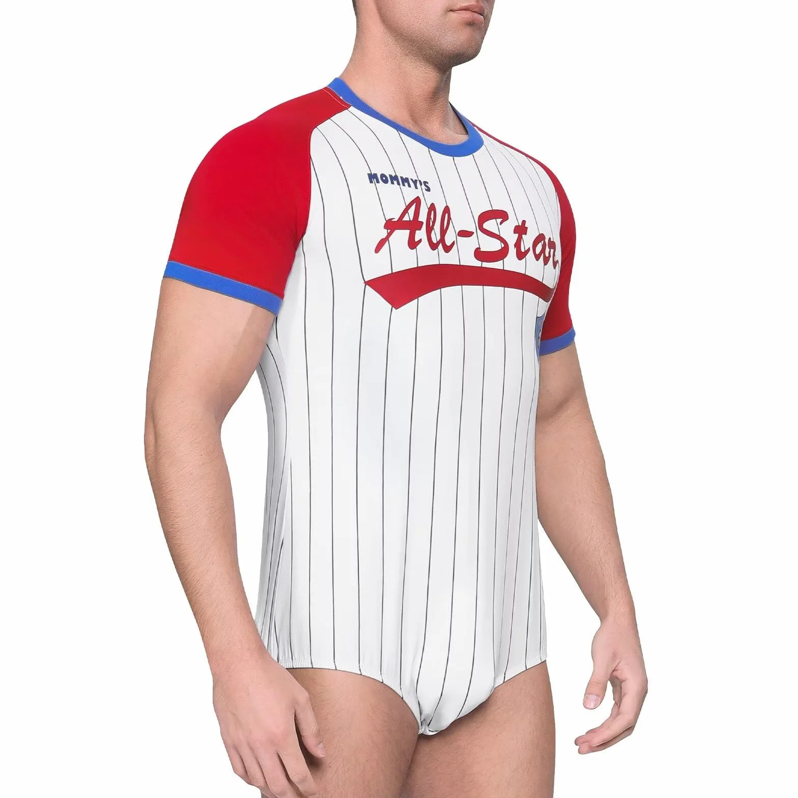 Landofgenie Męskie Bodysuit Piżama Dolne Krocze Top Koszula Paski Raglan Rękawy Onesie Rompers dla Mężczyzn Baseball Classic Striped