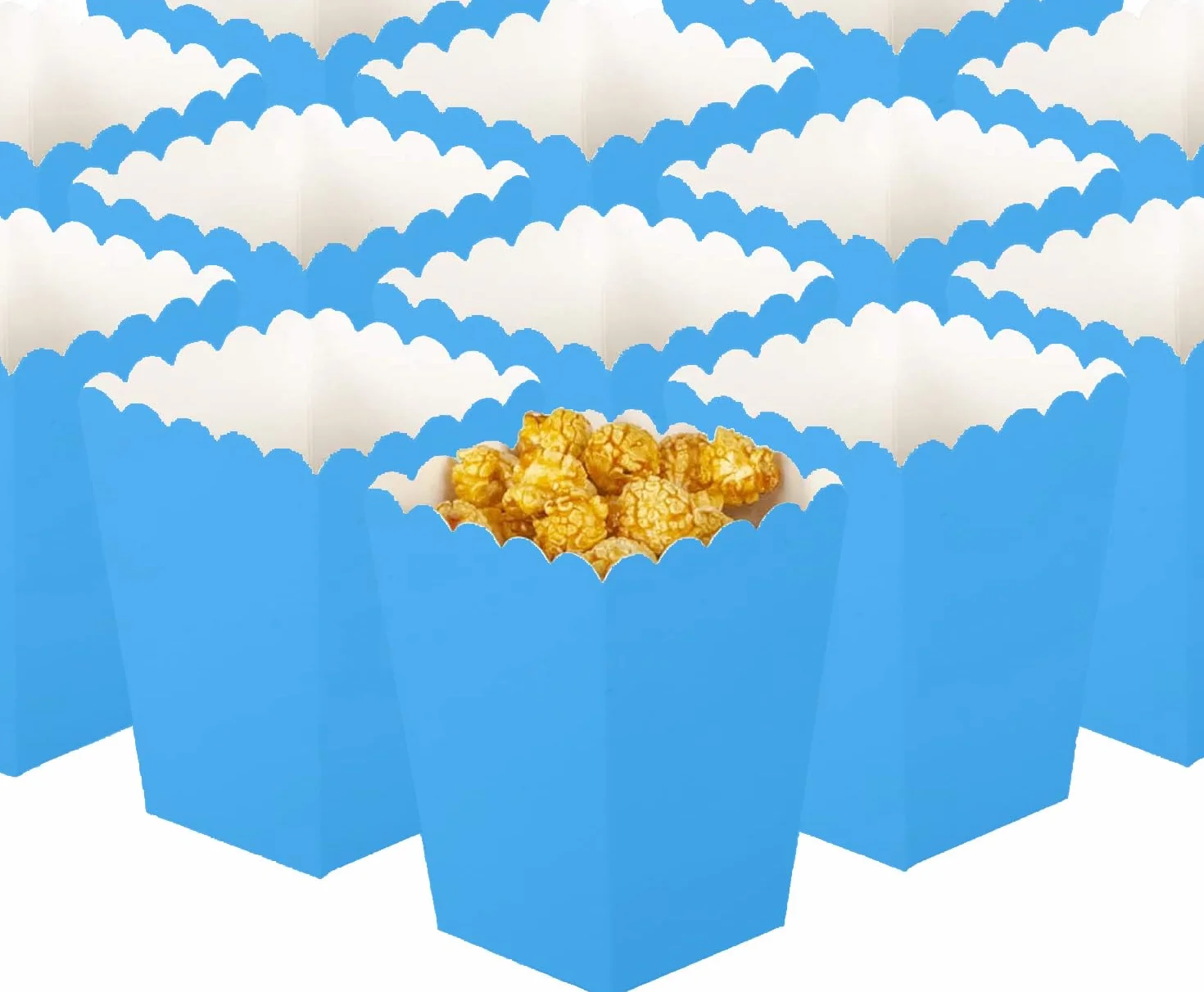 50 sztuk pudełek na popcorn, małe białe pudełka na popcorn, pojemniki na popcorn, torebki na przekąski, popcorn i słodycze do teatrów, kin i karnawałów