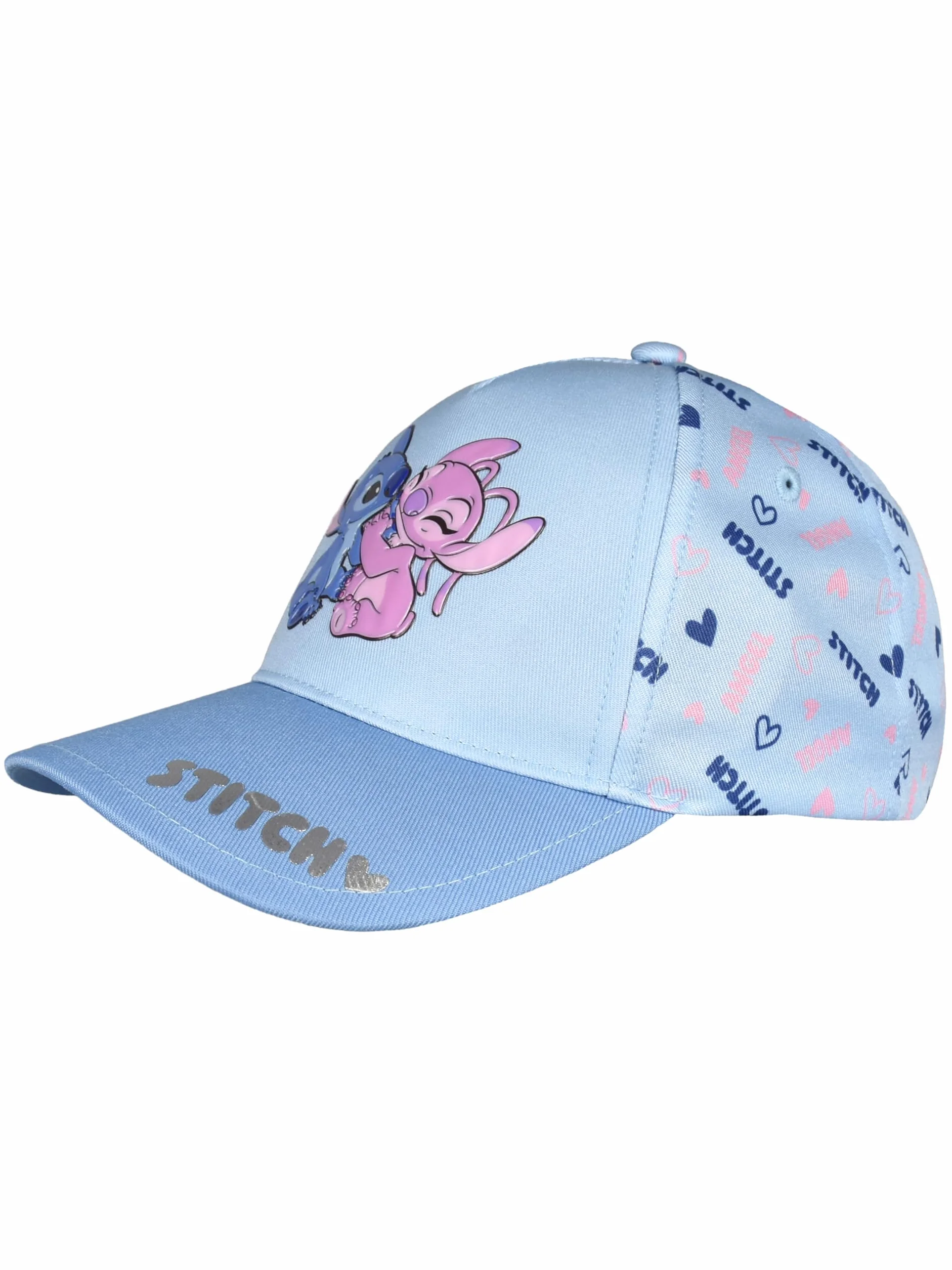 Disney Lilo & Stitch czapka dla dziewczynek - Stitch & Angel dziecięca czapka bejsbolówka regulowana niebieska