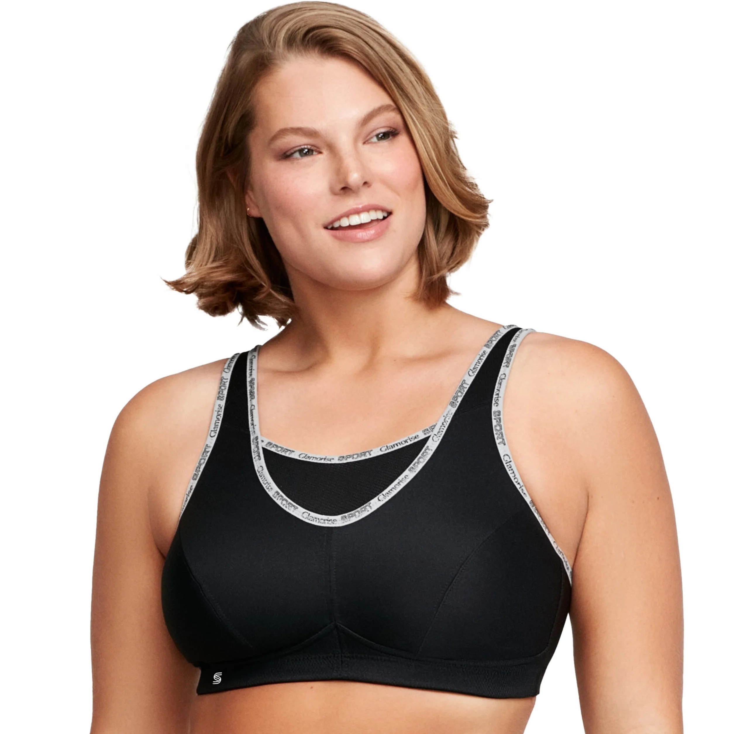 Glamorise Biustonosz damski sportowy z perfekcyjnym trzymaniem, czarny, 100H