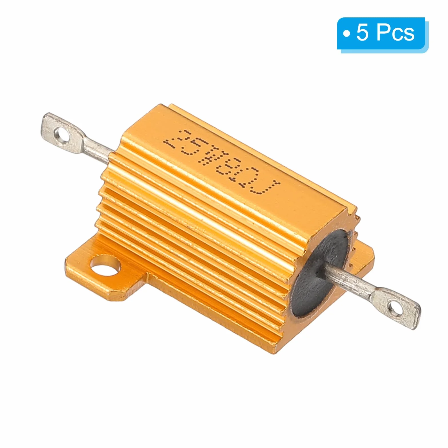 PATIKIL Obudowa aluminiowa 25 W, 8 omów, rezystor drutu, 5 sztuk, aluminiowa obudowa, rezystor ze śrubami, opór opór 5% tolerancji, złoty
