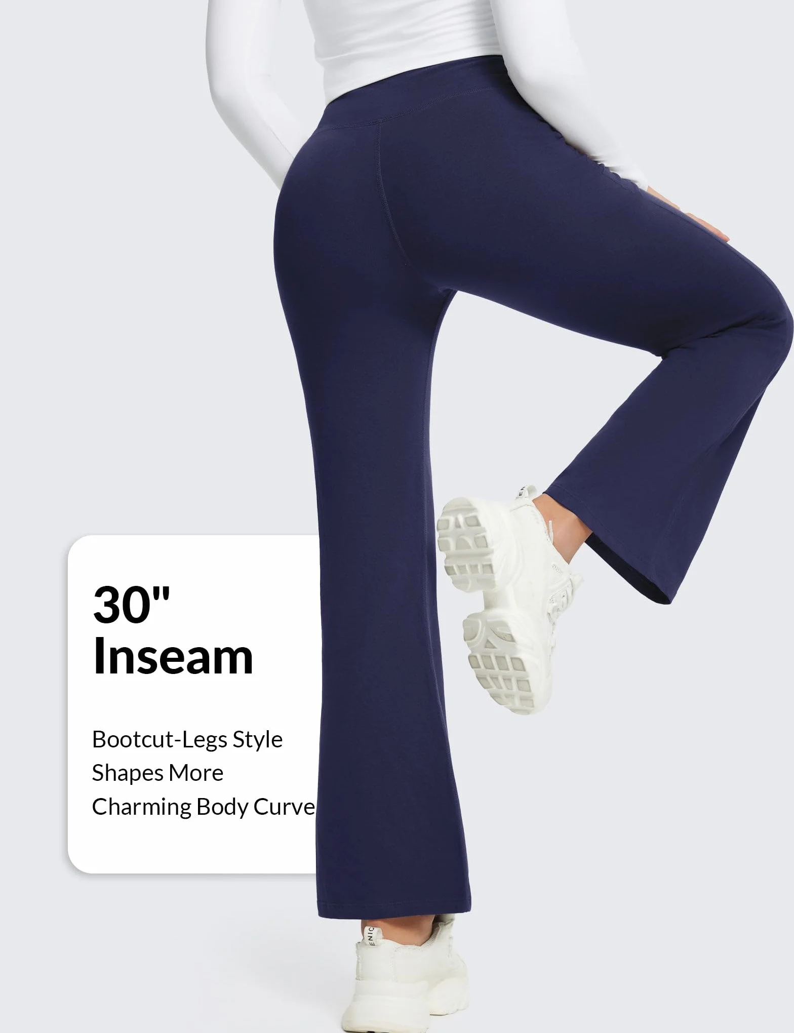 BALEAF Damskie spodnie do jogi Flare legginsy ciepłe spodnie fitness spodnie do joggingu bawełna kontrola brzucha spodnie robocze spodnie sportowe z kieszeniami