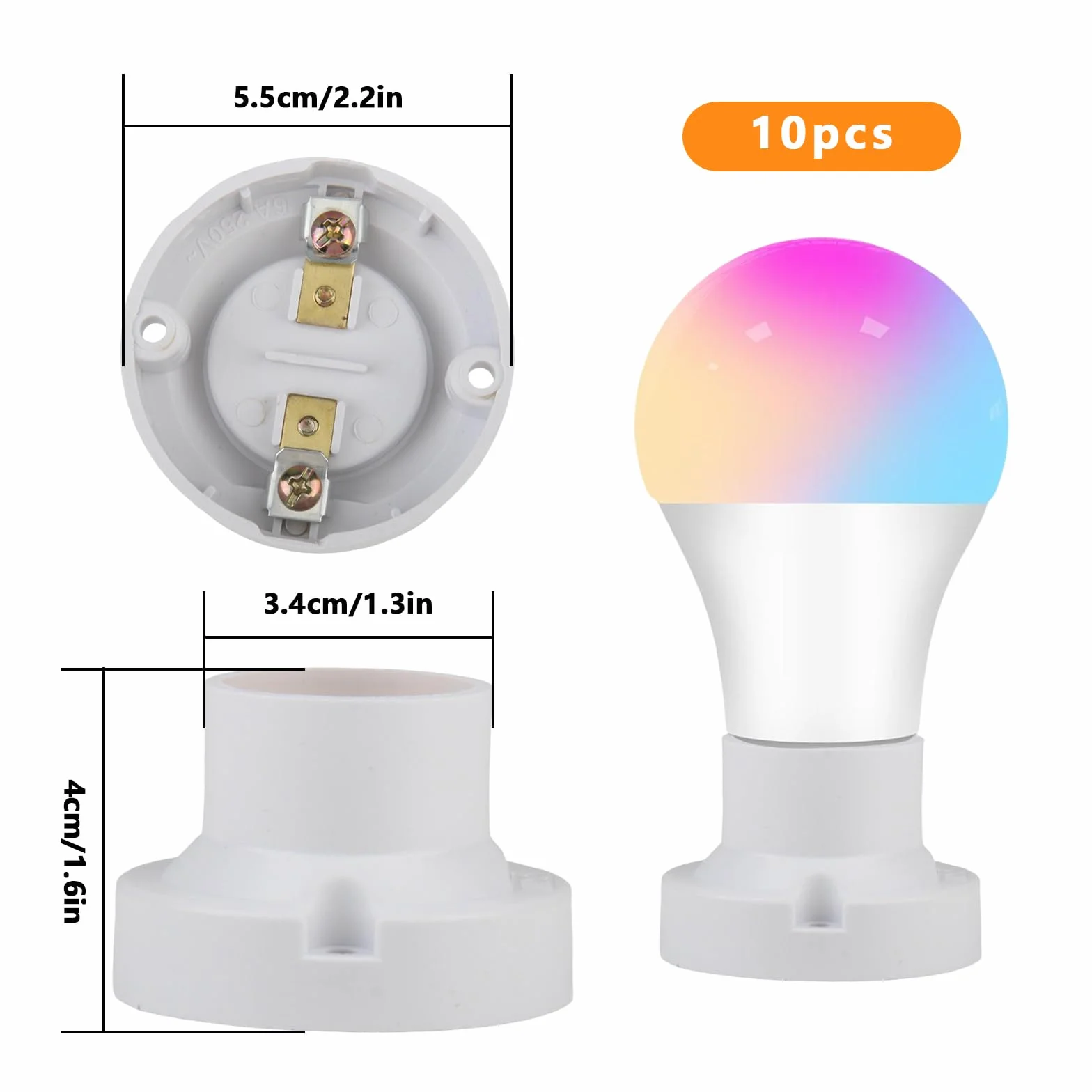 E27 oprawki do lamp, 10 sztuk, oprawki w stylu vintage, do przykręcania, gwint E27, uniwersalne nóżki do lamp LED, białe