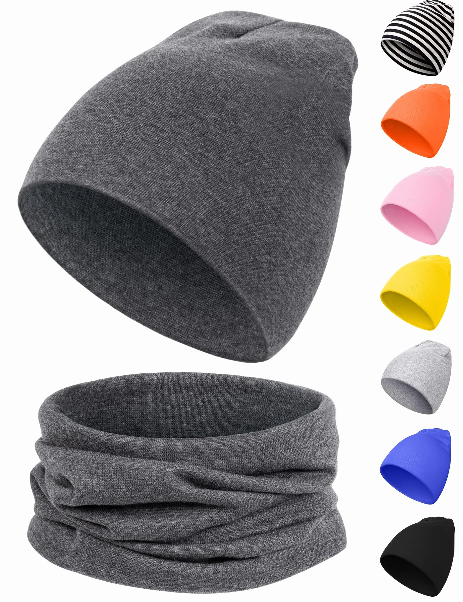 Kiiwah Dziecięca czapka beanie i szalik, miękka bawełna, ciepłe czapki z dzianiny i szaliki dla niemowląt, na jesień, zimę, wiosnę