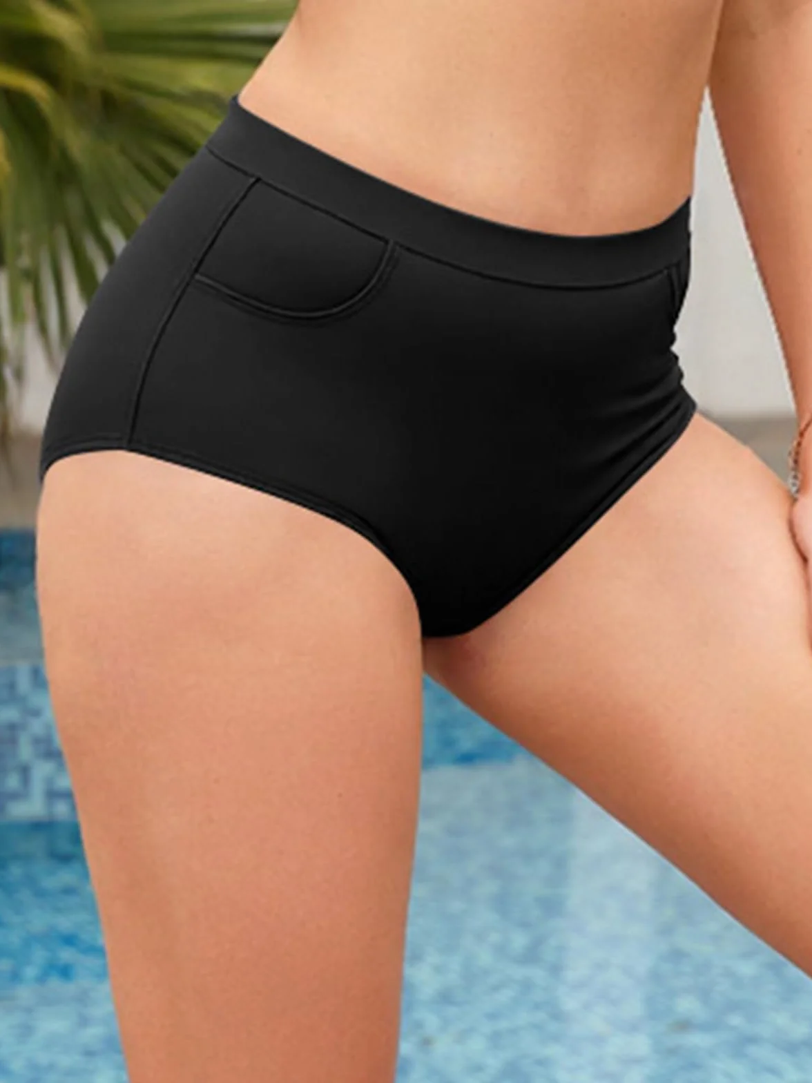SHEKINI Damskie spodnie bikini, wyszczuplające brzuch, klasyczne spodenki kąpielowe dla kobiet, do pływania, na plażę, sportowe szorty plażowe, z kieszeniami