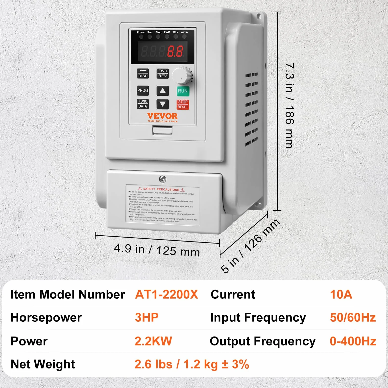 VEVOR 2,2 kW 10 A 3 KM przetwornica częstotliwości VFD AC 220–240 V regulator częstotliwości, regulator prędkości, przetwornik częstotliwości, silnik falownika, VFD, zmienna częstotliwość, w zestawie