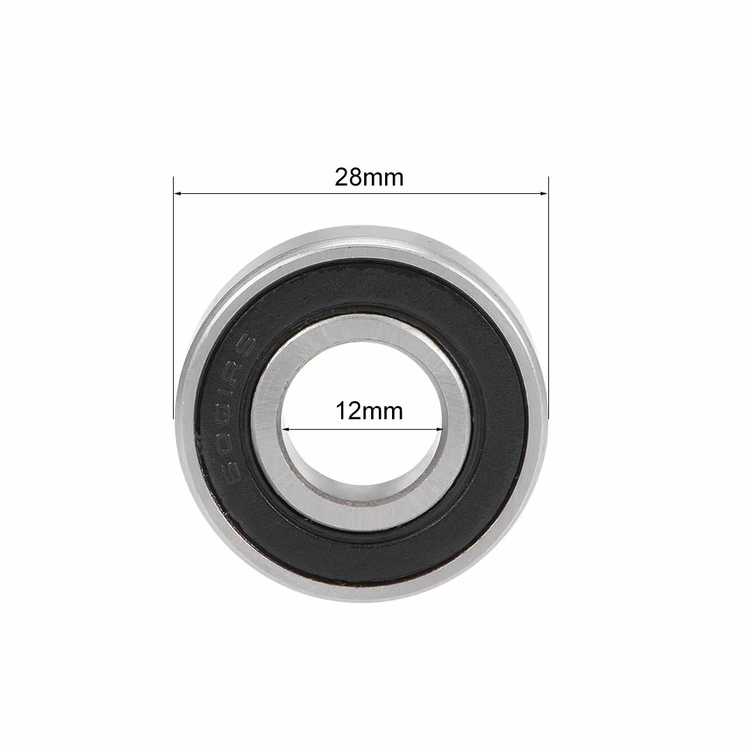 sourcing map 2 szt. rowki łożyska kulkowe 6001-2RS Z2 podwójne ekranowane stal węglowa 12 mm X 28 mm X 8 mm