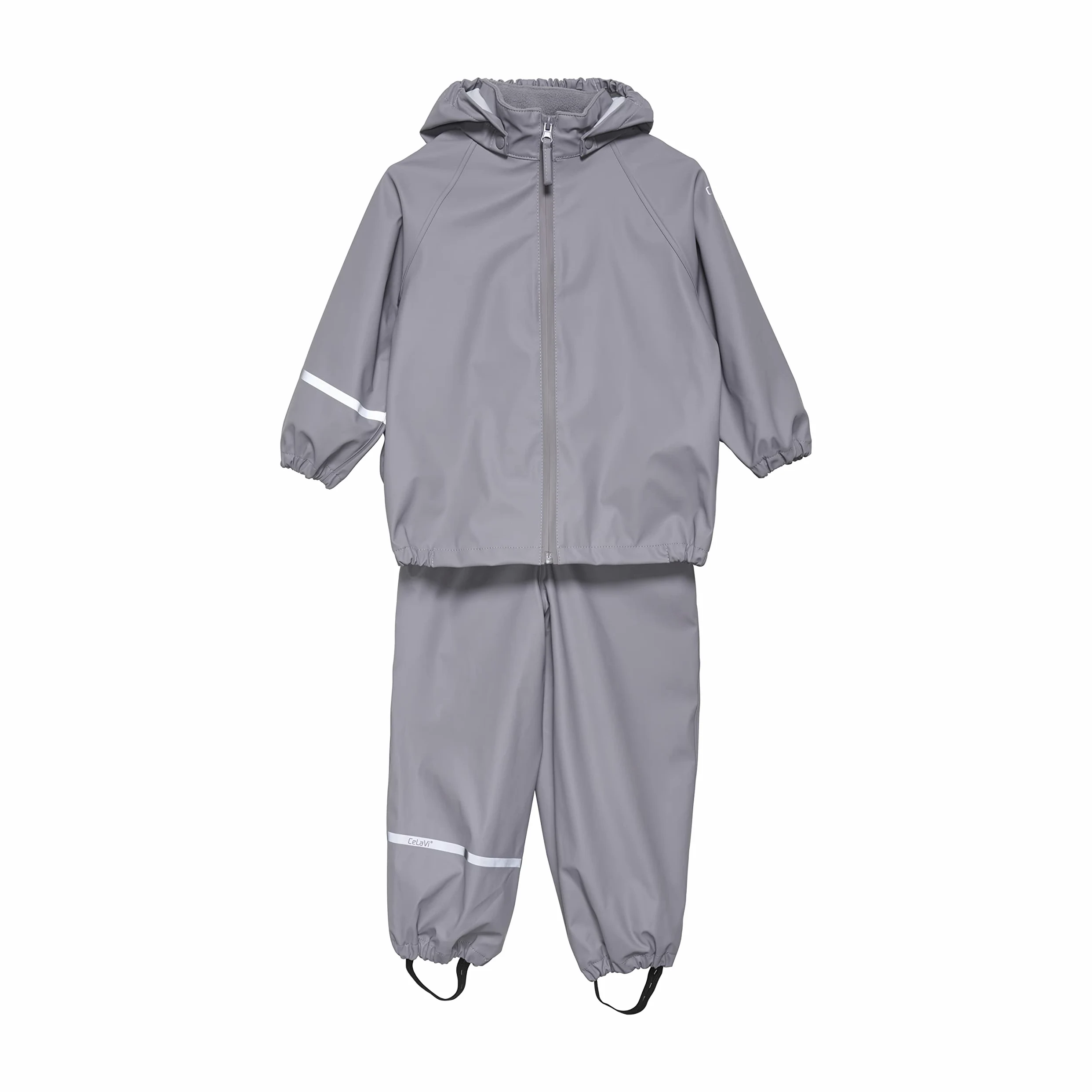 Celavi Unisex Kids Basic Rainwear Set-Recycle PU Rain Jacket, Gull, 100, Gull, 100