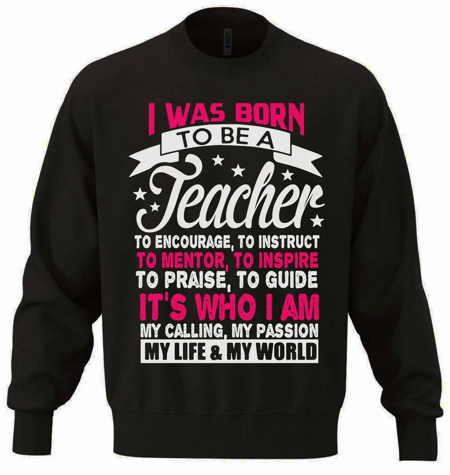 'I Was Born To Be A Teacher' unisex bluza oversize mieszanka bawełny ciężka bluza czarna
