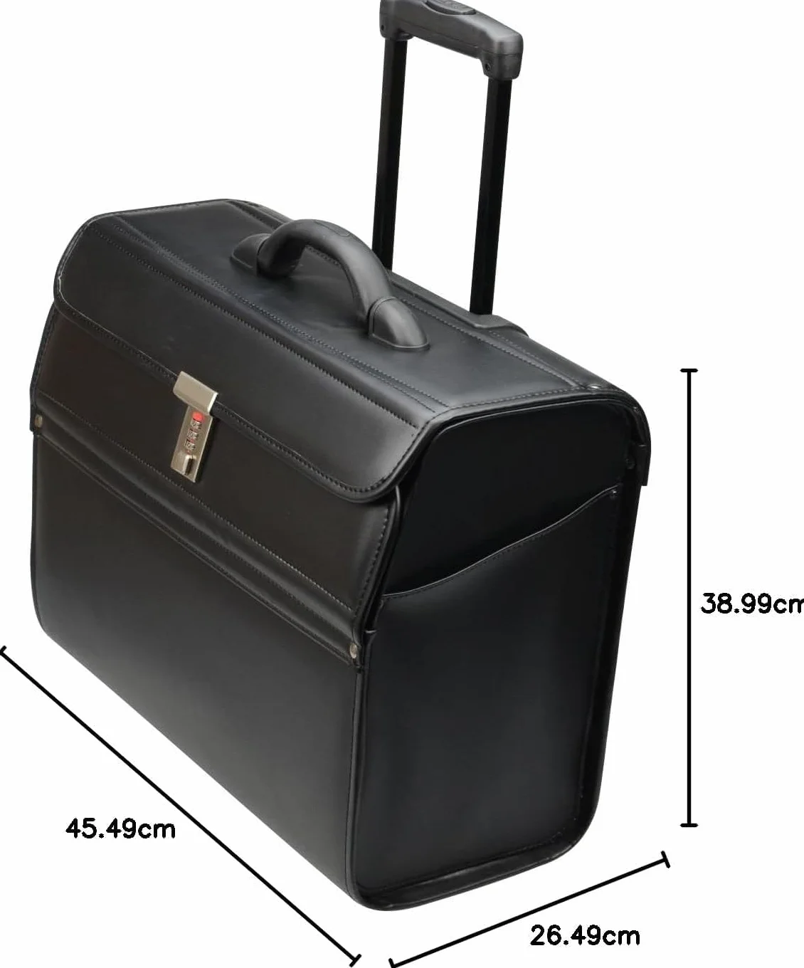 Alassio 45033 - Walizka pilotka MONDO, wykonana z wytrzymałej imitacji skóry, ok. 46 x 38 x 22 cm, czarna, czarny, 46 mm, Walizka pilotka