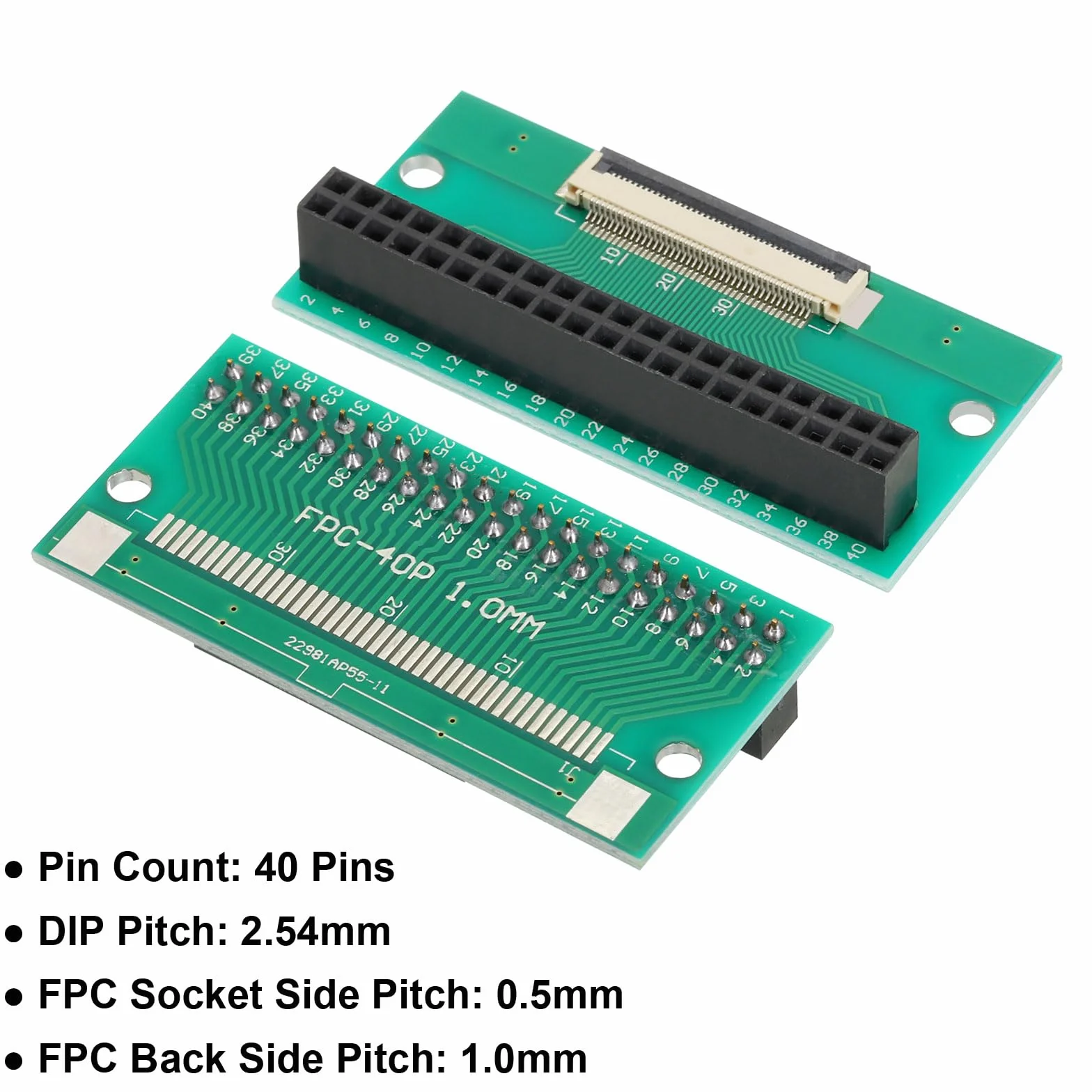 QUARKZMAN FFC FPC Connector Board 40 pinów, 0,5 mm, 2,54 mm na 1,0 mm, 2,54 mm, PCB, płyta konwerterowa do odtwarzaczy DVD, aparatów cyfrowych, laptopów