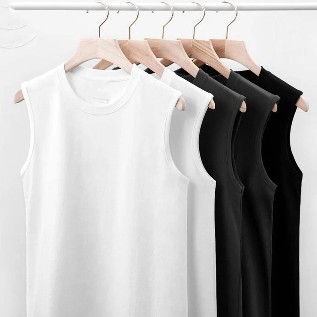 Męskie koszulki bez rękawów Kamizelka Casual Tank Tops, Biało-biały, M