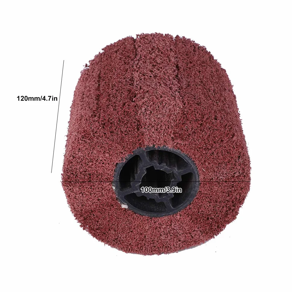 120x100x19mm Ścierne koło do ciągnienia, do ciągnienia drutu Szczotka bębnowa Polerowanie krzyżowe Gumowe rdzeń Polerowanie Koło buforowe do czyszczenia i usuwania zgorzeliny(180 grit)