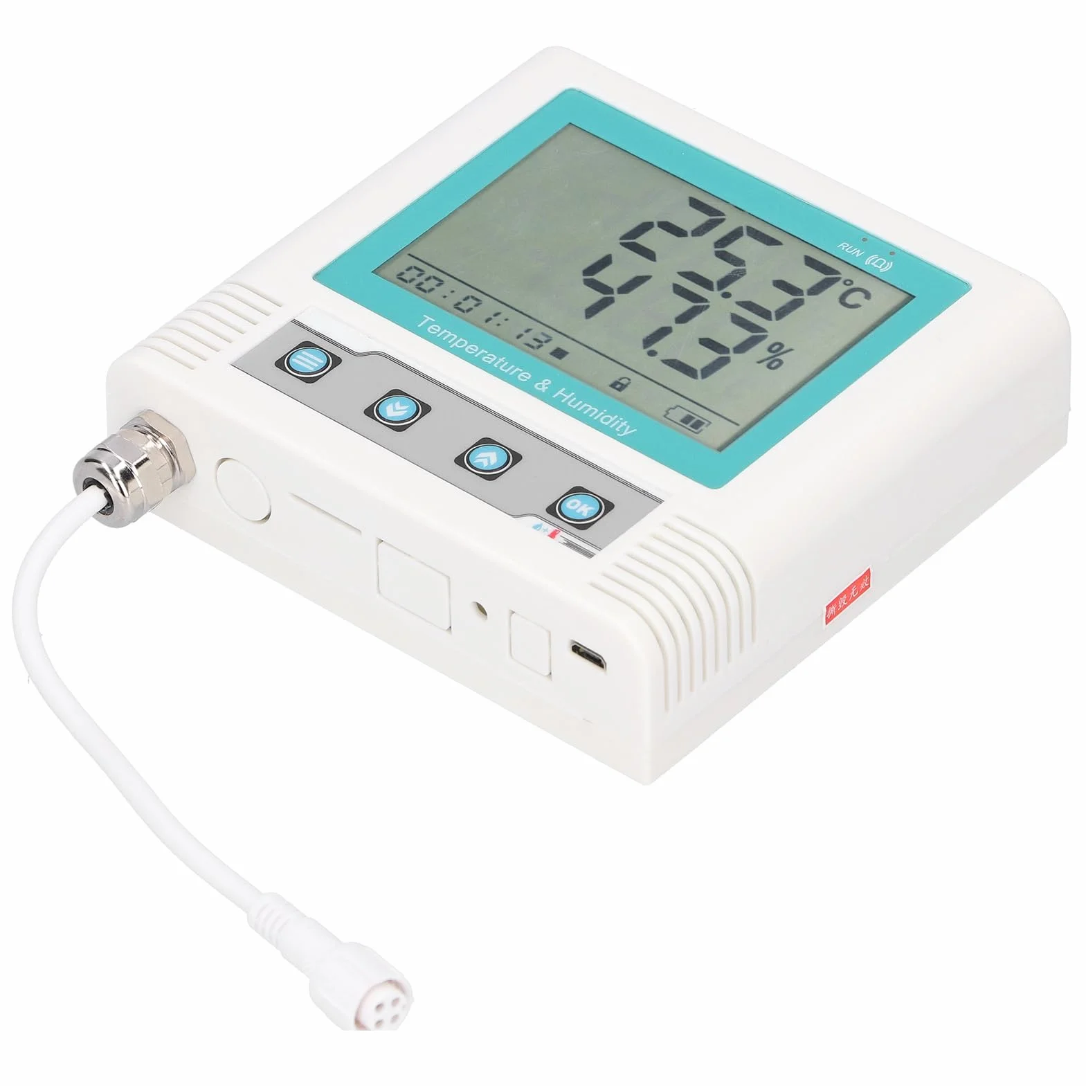 Rejestrator Danych Temperatury i Wilgotności Wyświetlacz LCD Rejestrator USB Czujnik DC 5 V o Wysokiej Dokładności Alarm Dźwiękowy do Monitorowania Temperatury i Wilgotności