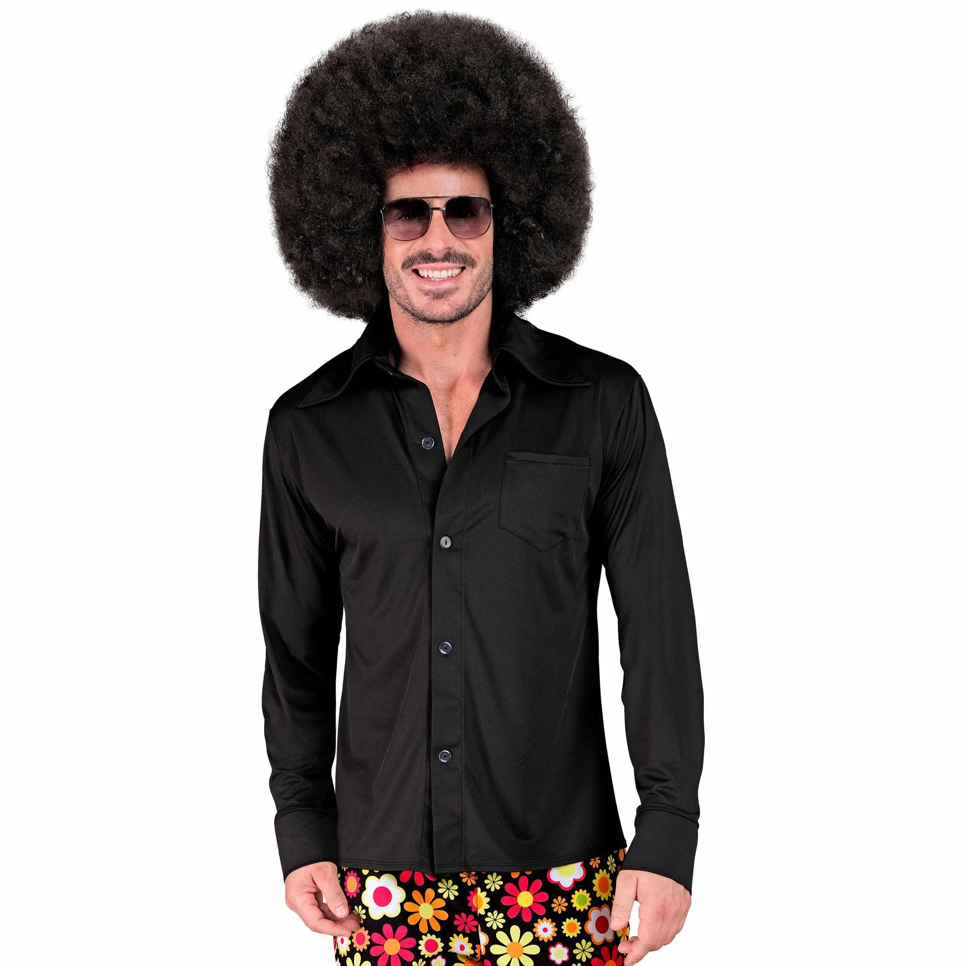 W WIDMANN MILANO Party Fashion - koszula dla mężczyzn w stylu lat 70., Disco Fever, strój imprezowy, kostium karnawałowy