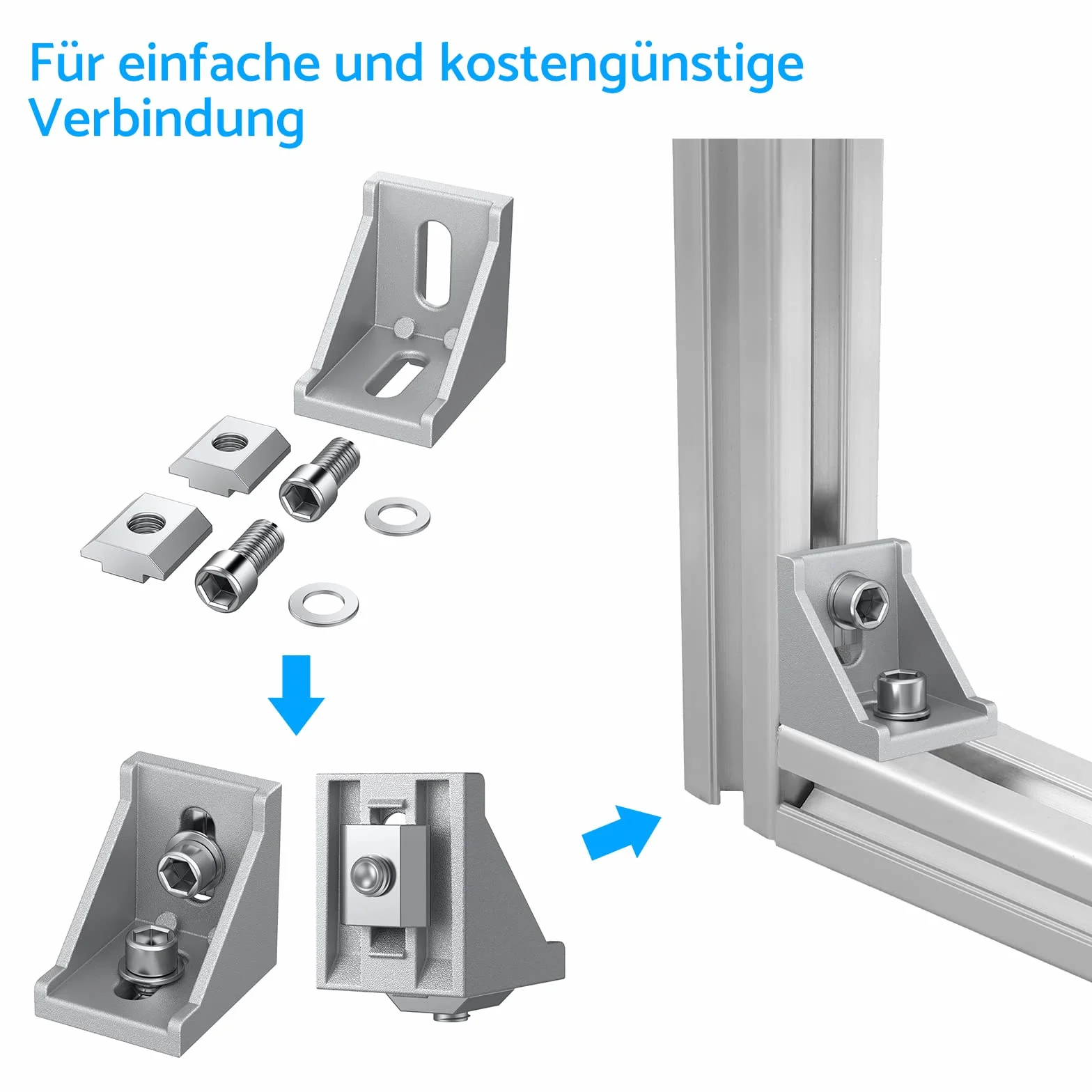 10 × materiał mocujący kątownik mocowanie 30 x 30 rowków 8 rastrów belki profil aluminiowy