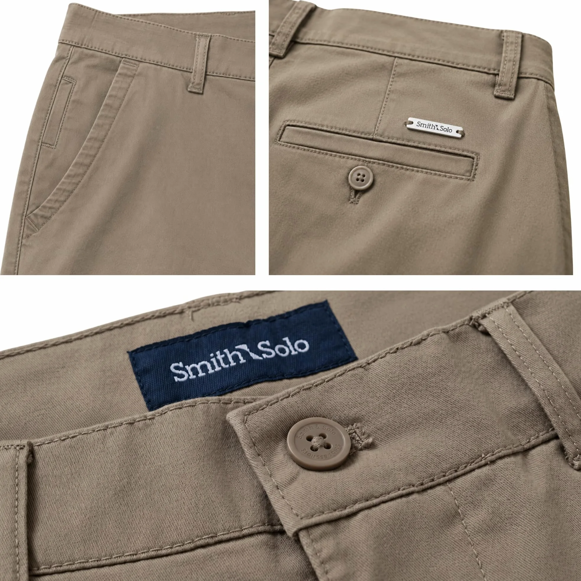 Smith & Solo Męskie spodnie chinosy, slim fit, rozciągliwe, wykonane w 98% z bawełny, eleganckie spodnie materiałowe, do biznesu i na czas wolny, chinosy męskie