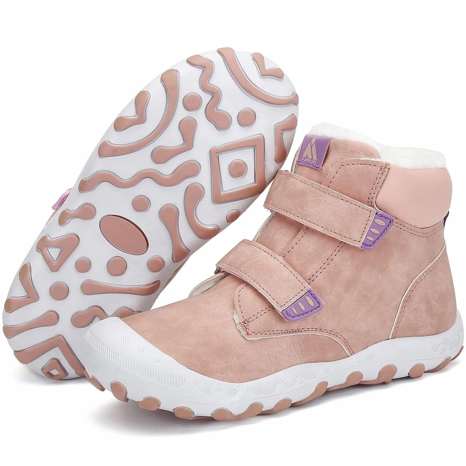 Mishansha Dziecięce buty zimowe dla dziewcząt, ciepłe buty śniegowe, z podszewką, wodoszczelne, Rosa, 30 EU