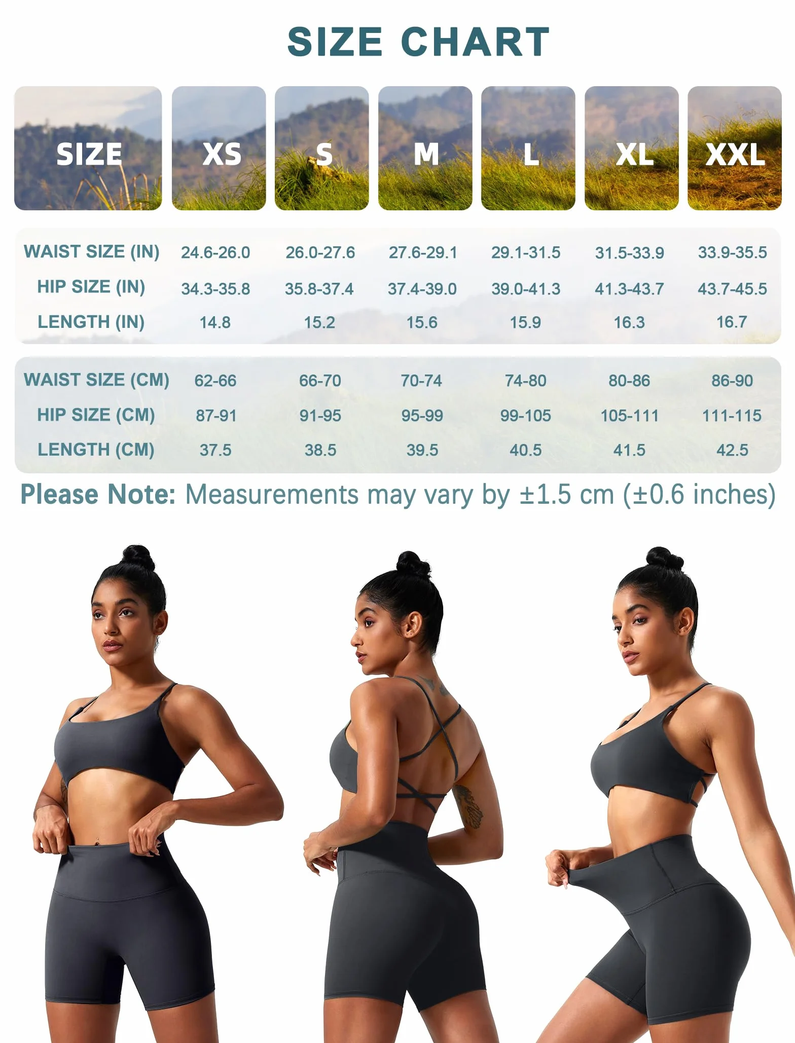 Damskie Spodenki Sportowe do Jogi z Wysokim Stanem Push Up Scrunch Butt 2 Sztuk