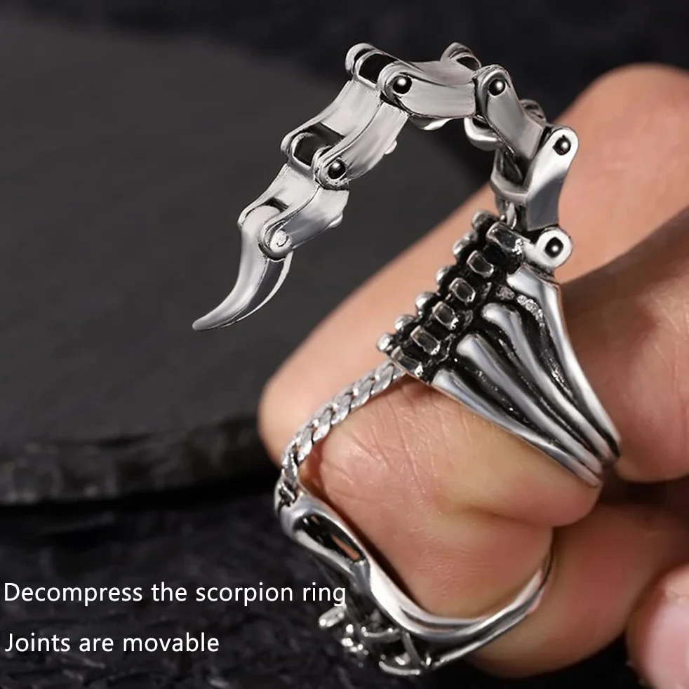 Pierścień Skorpiona Pierścień Palec Wspólny Knudillo Regulowany Otwarty Pierścień Pełny Palec Pierścionki Cosplay Halloween Pierścień Scorpion Ogon