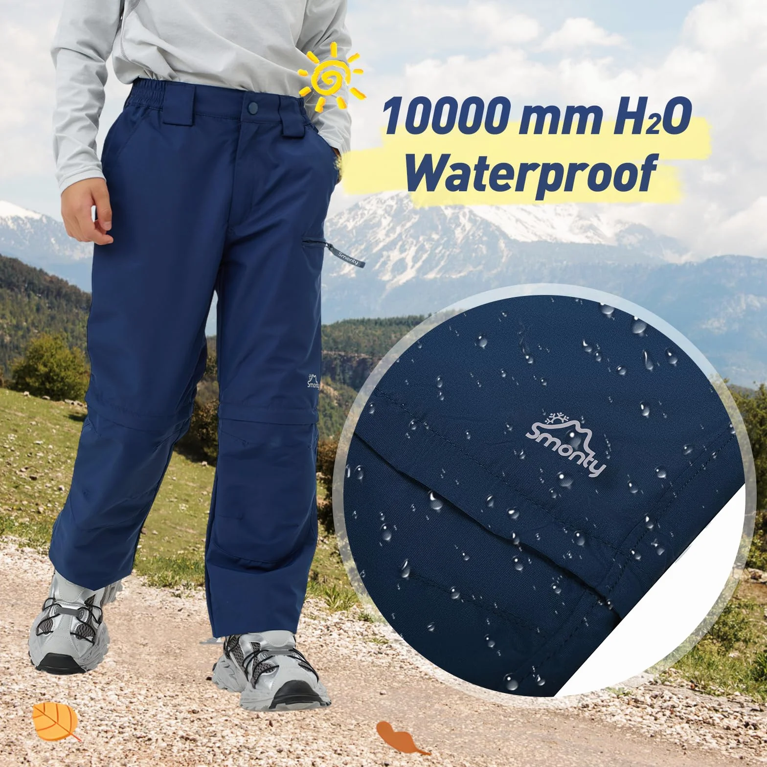 SMONTY Dziecięce spodnie na hiking na świeżym powietrzu, odporne na wiatr i wodę, softshell, spodnie do wspinaczki dla chłopców i dziewczynek