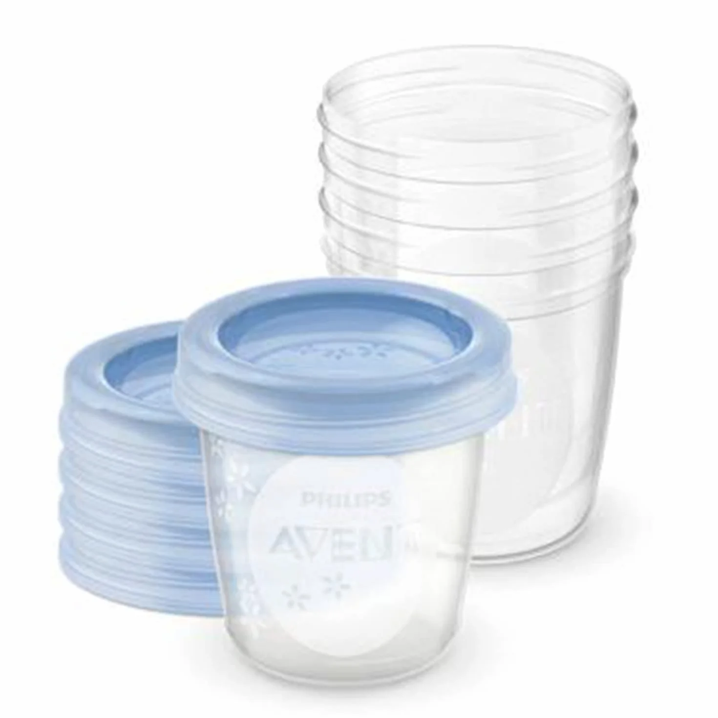 Philips SCF619/05 Kubeczki do Przechowywania, Przezroczysty/Niebieski, 5 Sztuk