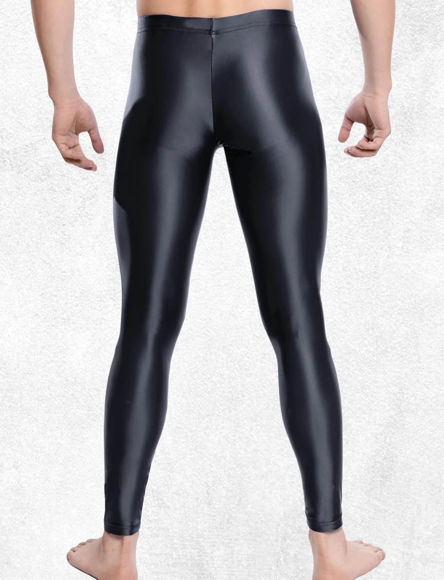 AIEOE Męskie legginsy, olejne, błyszczące, rozciągliwe, gładkie spodnie, bardzo duże rozmiary, błyszczące rajstopy, slim fit, długie spodnie M-XXL
