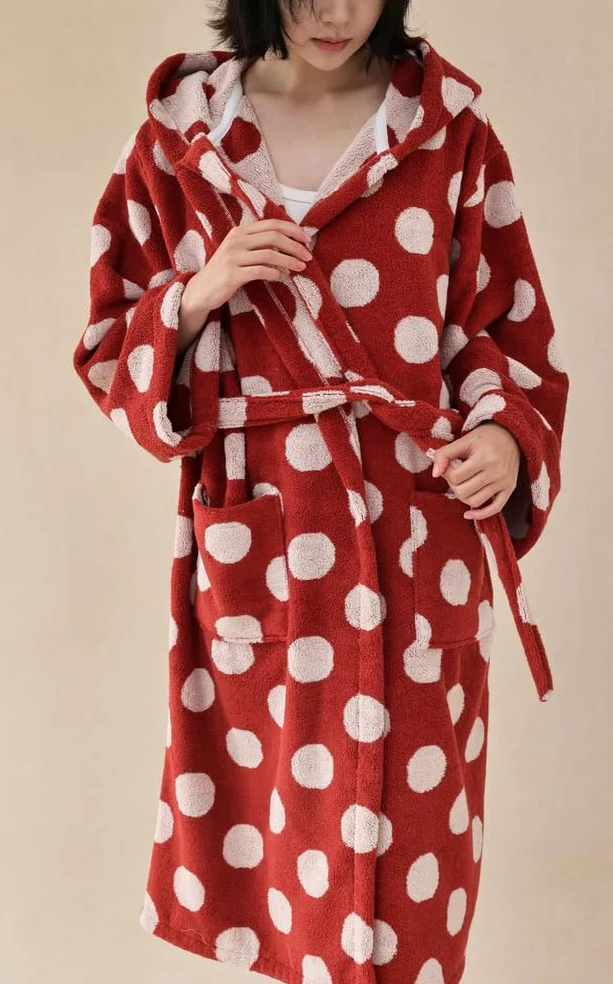 Damski szlafrok frotte, bawełniany szlafrok z kapturem, chłonny, gruby, długi szlafrok do spa, zimowy szlafrok pluszowy,E,One Size