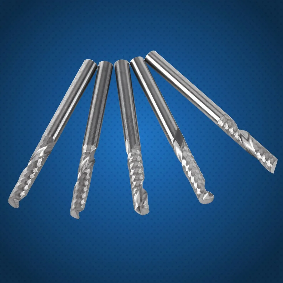 5 Sztuk 1/8 Shank Pojedynczy Rowek Frez Trzpieniowy Frez CNC Bit Narzędzie z Węglika Wolframu do Akrylu, Pcv, MDF, Cięcia Drewna