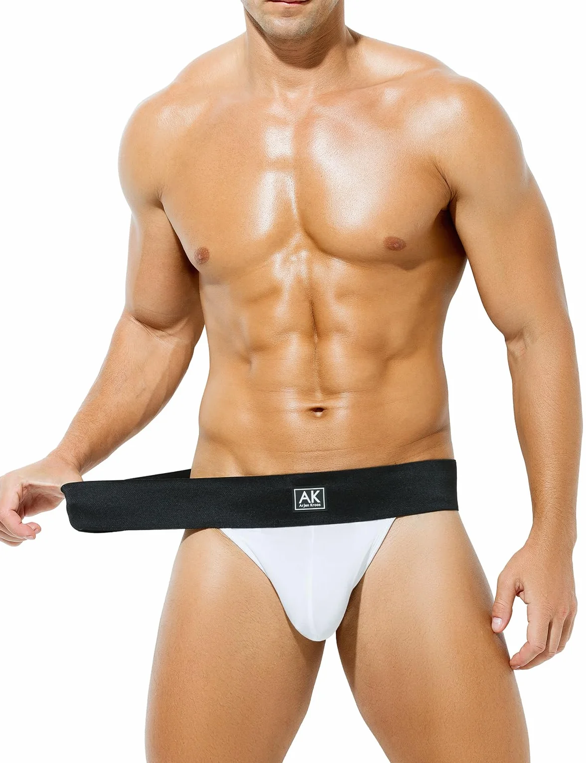 Arjen Kroos Męskie stringi tanga bez nici, seksowna bielizna dla mężczyzn, jockstrap, modal, biały, L