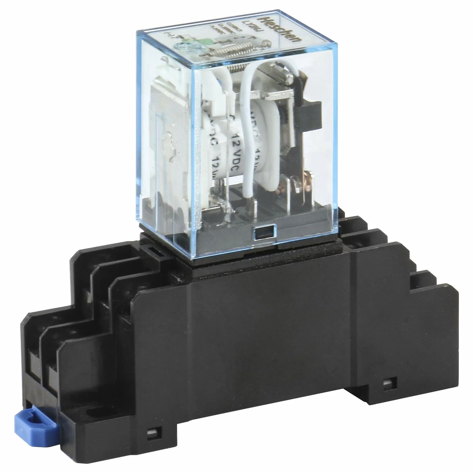 Heschen Przekaźnik uniwersalny LY2NJ, cewka 12 VDC, 10 A 24 VDC/220 VAC, DPDT, wyświetlacz LED, z podstawą cokołu
