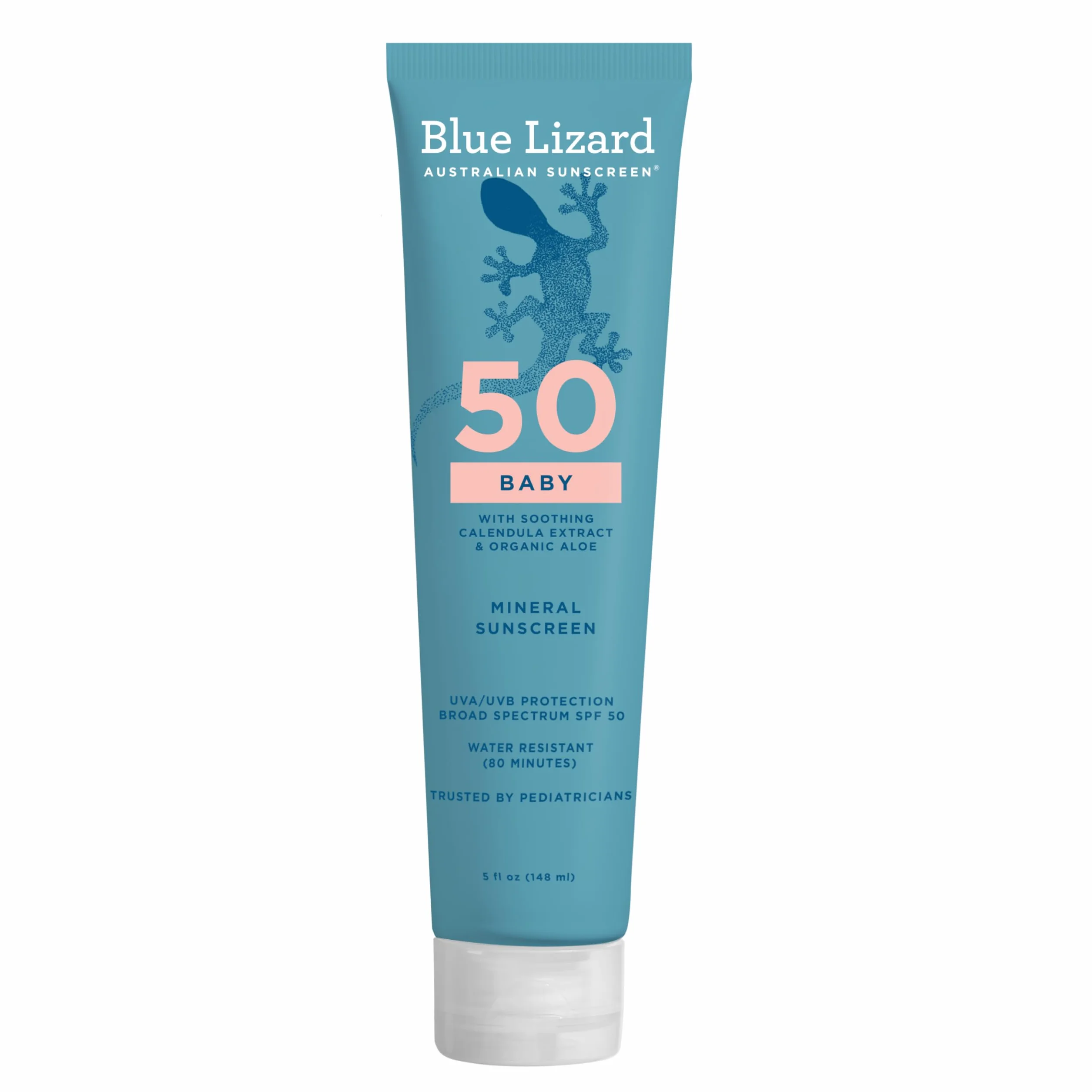BLUE LIZARD Baby Mineral Sunscreen - No Chemical Actives - SPF 50+ UVA/UVB Protection, 5 Ounce Tube