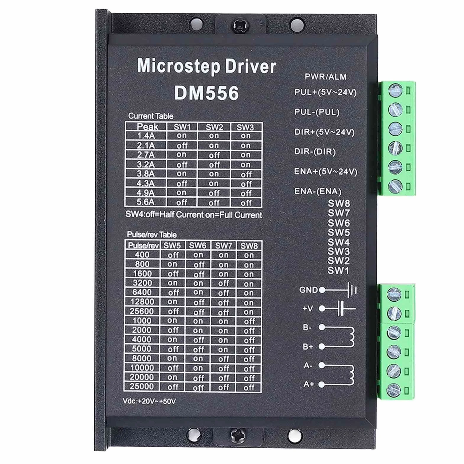 Marhynchus Sterownik Microstep DM556, Aluminiowy Cyfrowy Sterownik Silnika Krokowego z Wyjściem 5,6A, Precyzyjne Sterowanie do zastosowań CNC NEMA23 NEMA34