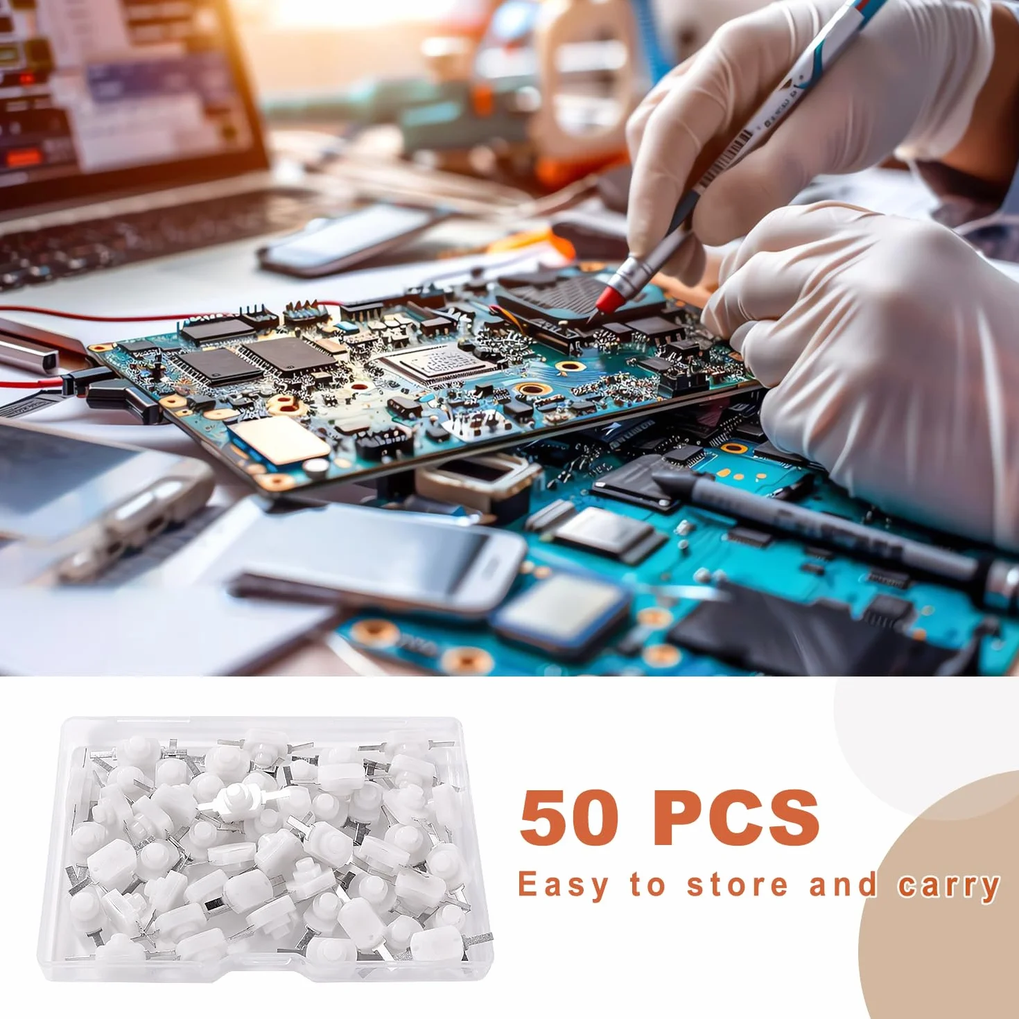 50 Sztuk 12x8x8 mm Zatrzaskowy Przełącznik Przyciskowy, Prosty Pin DC 30V 1A Elektryczny Przełącznik Latarki Przycisk, do Latarki Gniazdko Ścienne DIY, Biały